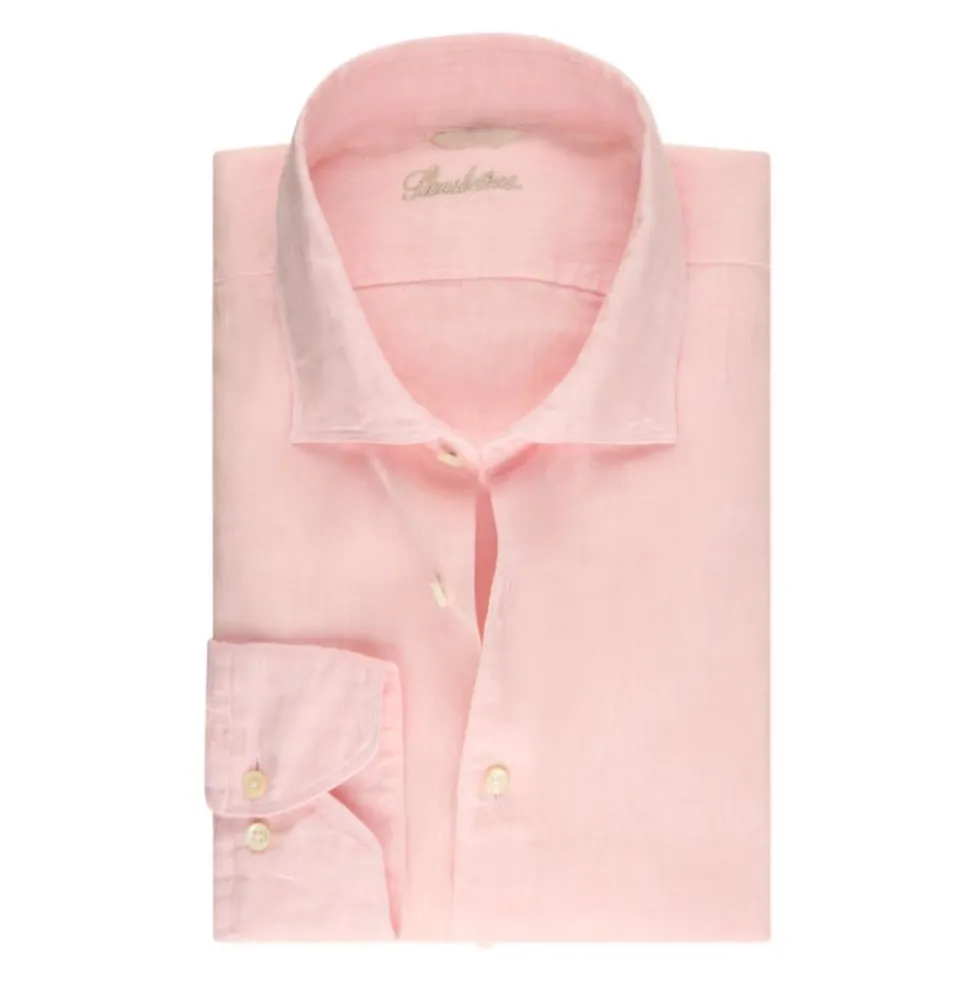 Lys Pink Linned Slim Fit Skjorte