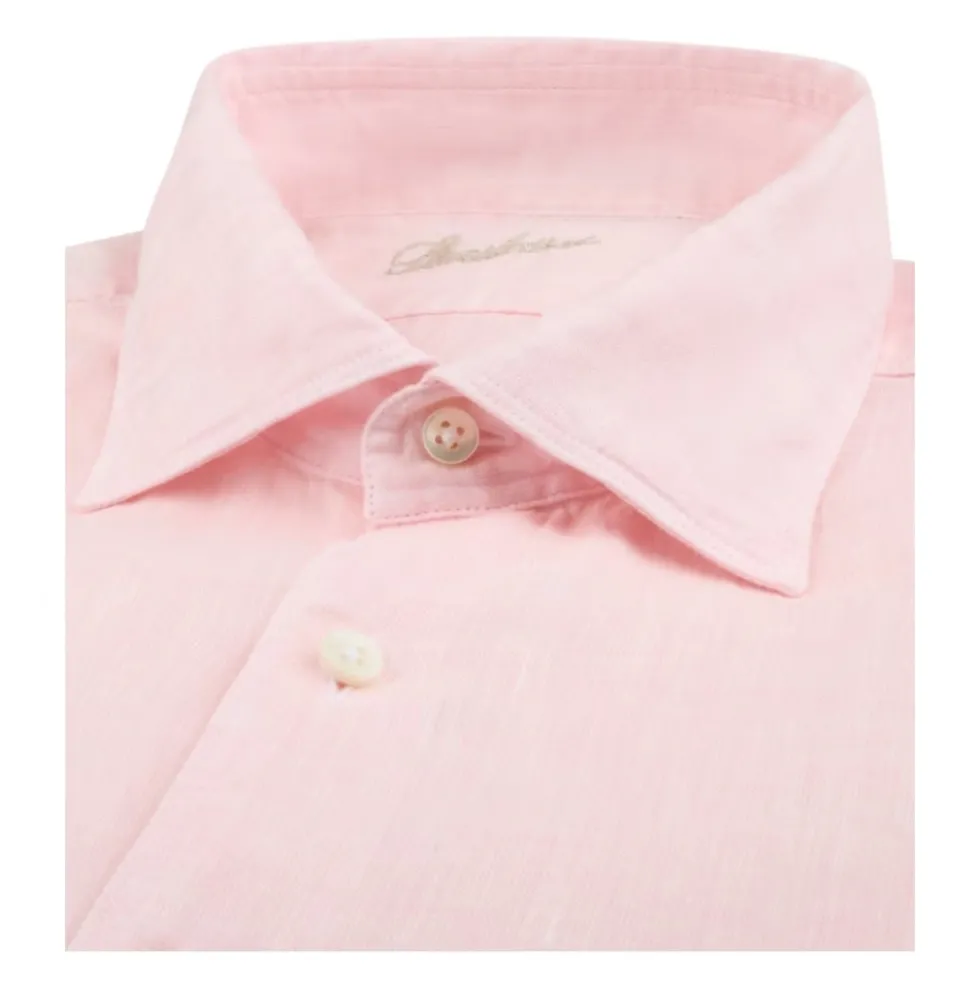 Lys Pink Linned Slim Fit Skjorte