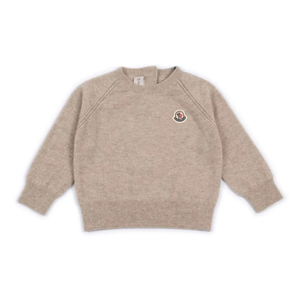 Maglione girocollo in cashmere con logo frontale