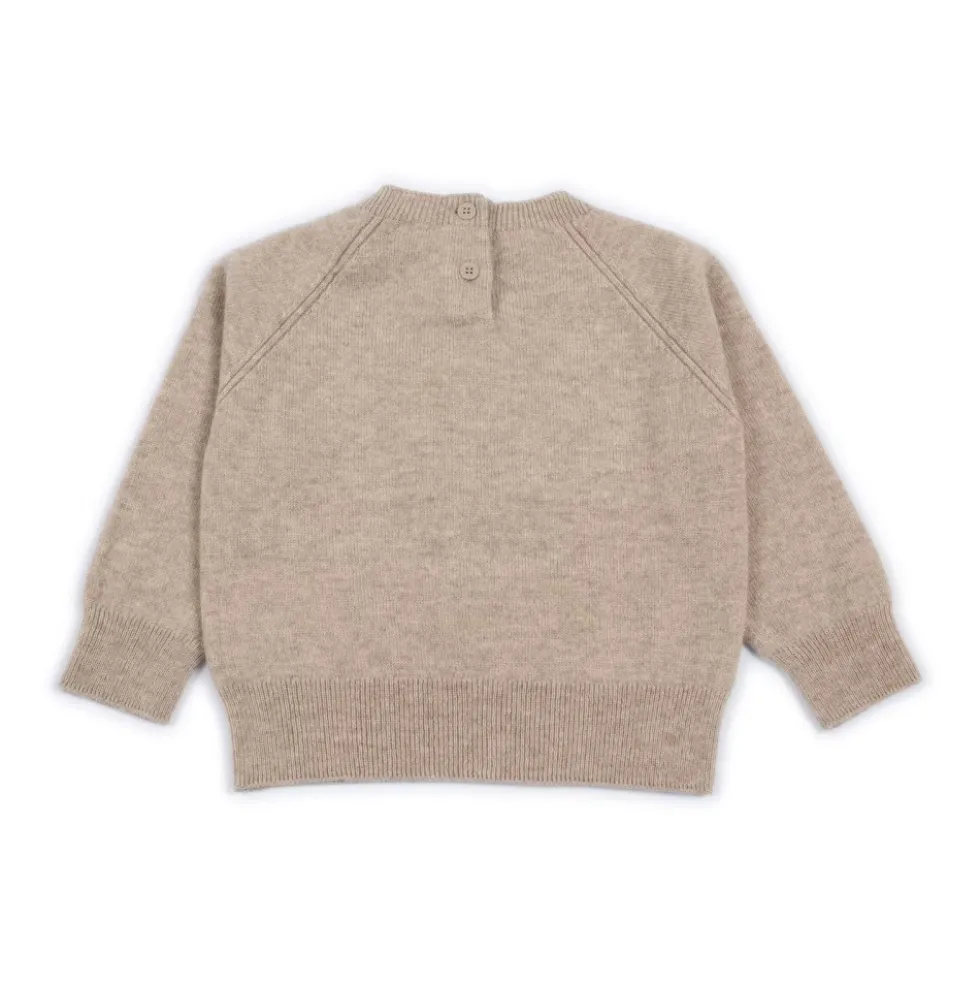 Maglione girocollo in cashmere con logo frontale