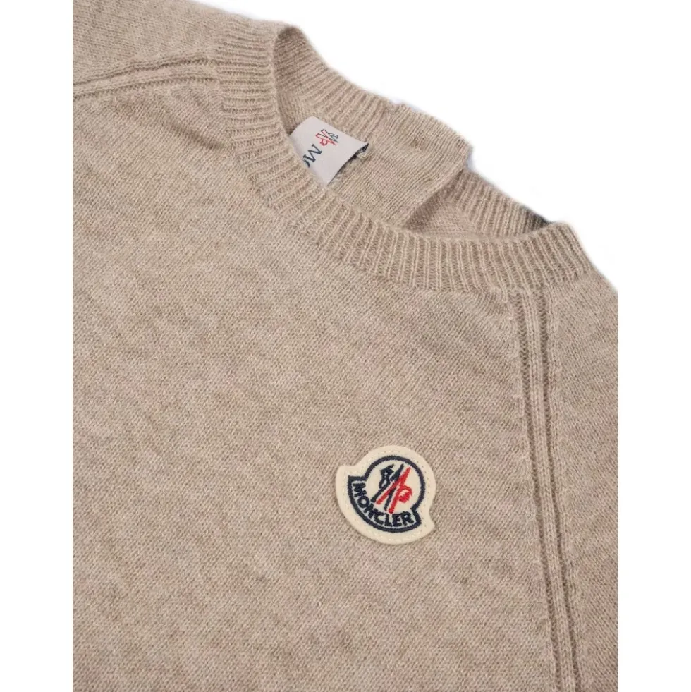 Maglione girocollo in cashmere con logo frontale