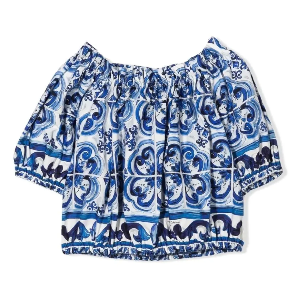 Majolica-print poplin top