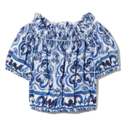 Majolica-print poplin top