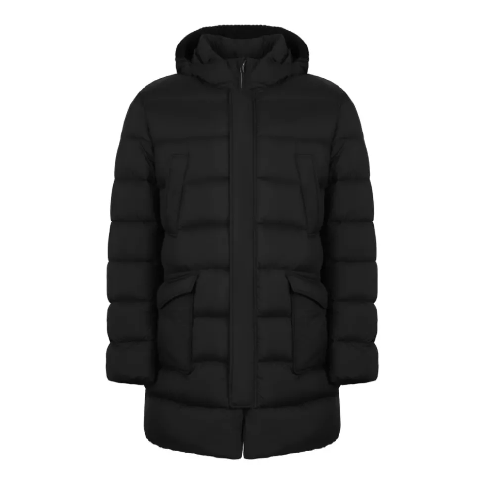 Marineblå Quiltet Puffer Frakke