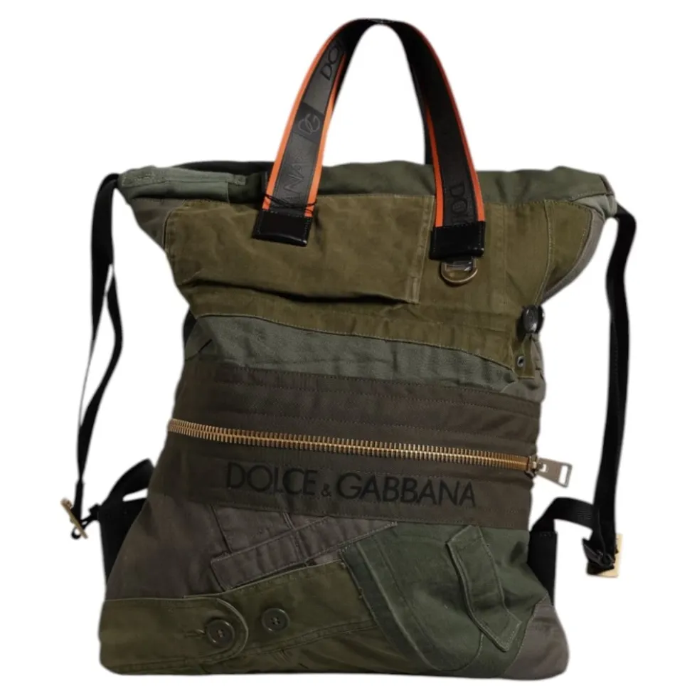 Military Green Patchwork Rucksack Rygsæk