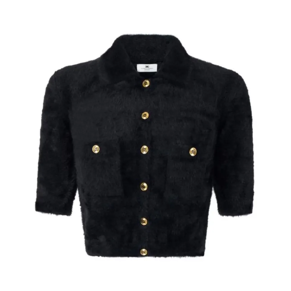 Mini Cardigan i strik med juvelknapper