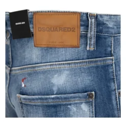 Mænds Knaphul Jeans med Læder Patch