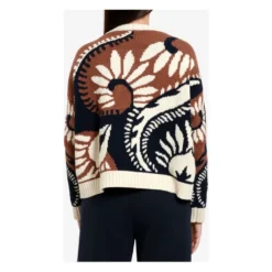 Mønstret bomulds sweater med rund hals