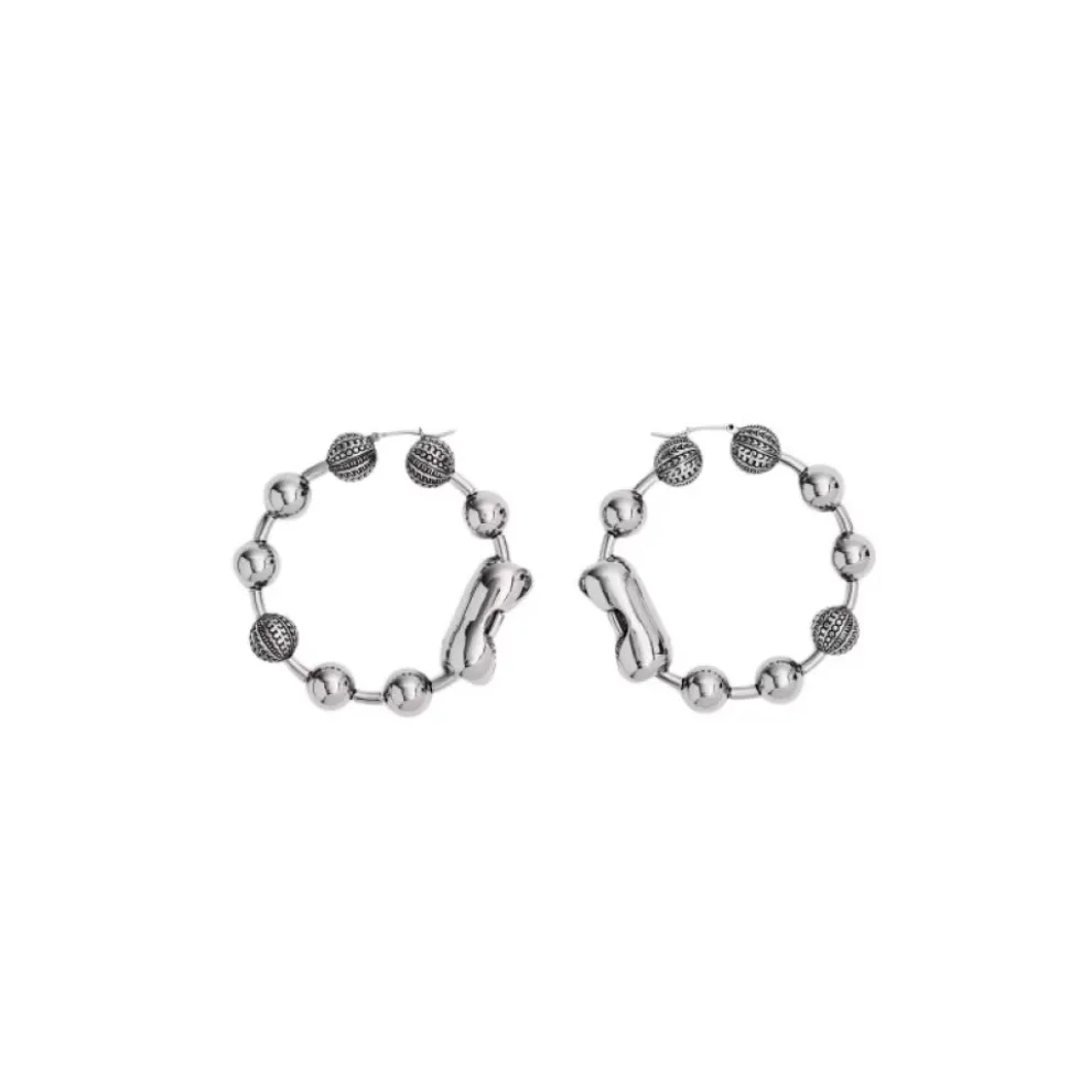 Monogram Ball Chain Hoop Earrings