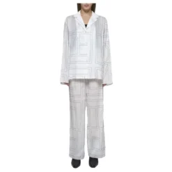 Monogram Print Hvide Pyjamasbukser