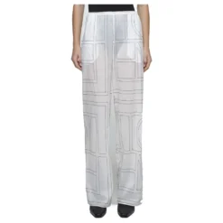 Monogram Print Hvide Pyjamasbukser