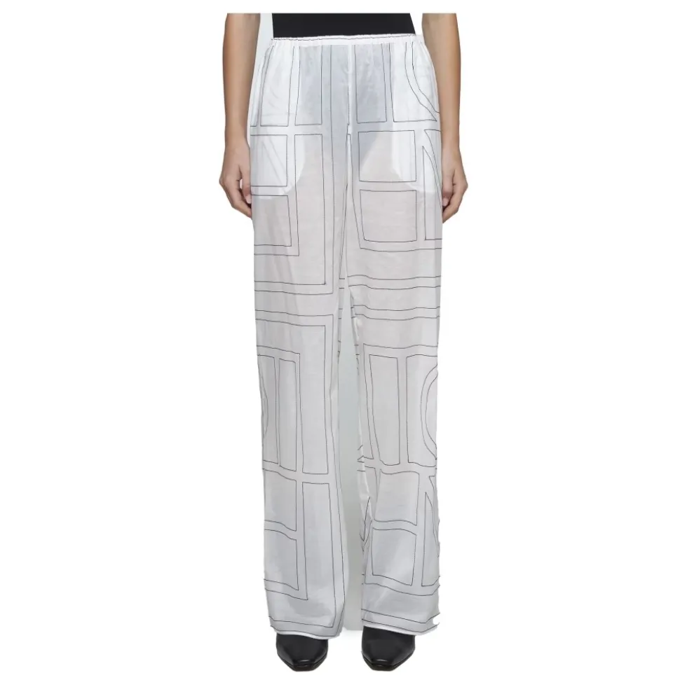 Monogram Print Hvide Pyjamasbukser