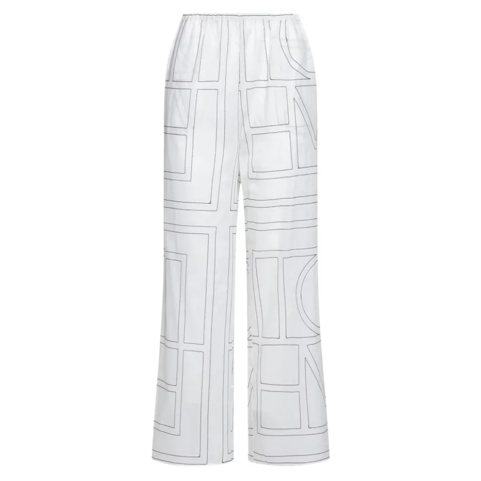Monogram Print Hvide Pyjamasbukser