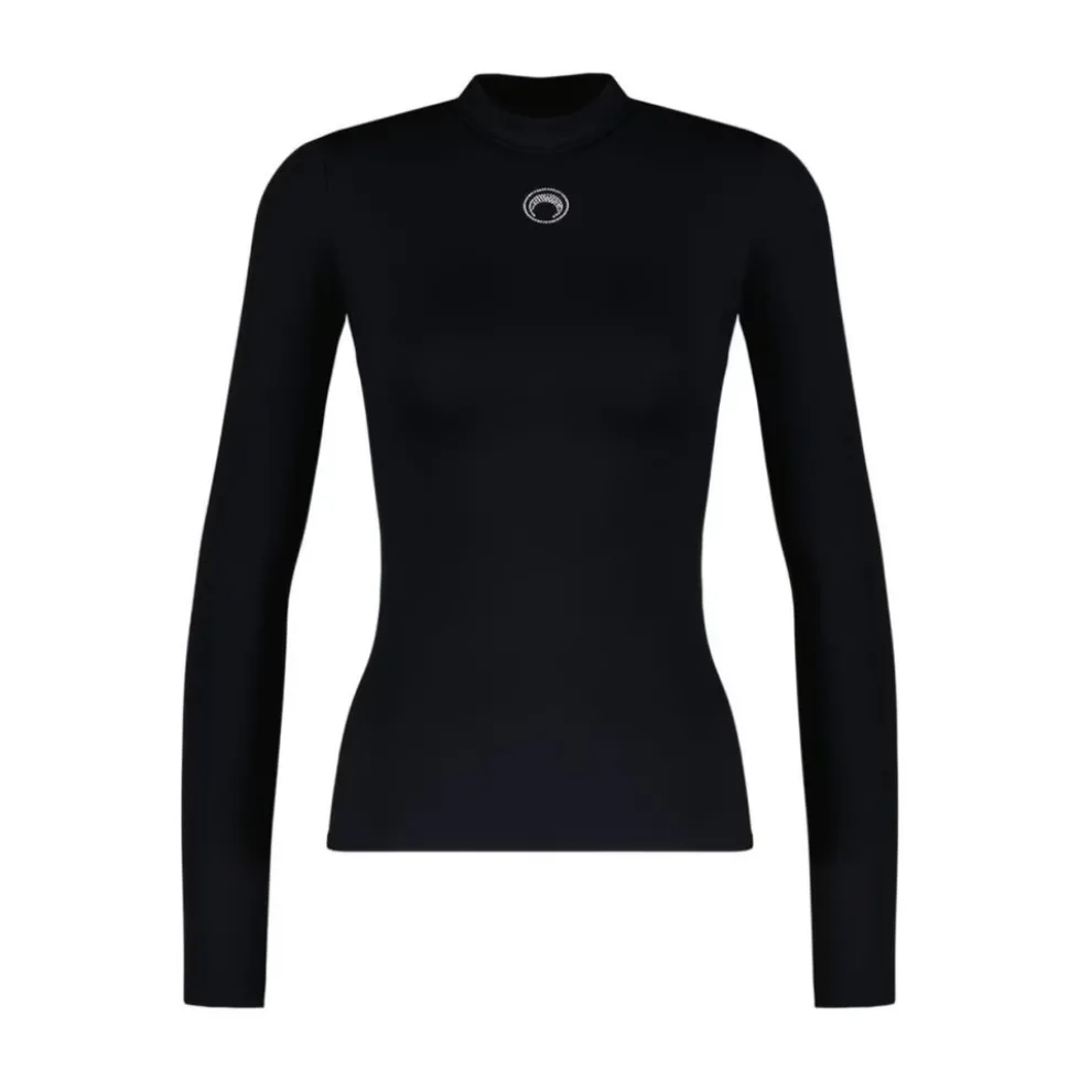Moon Logo Strass Jersey Highneck Top