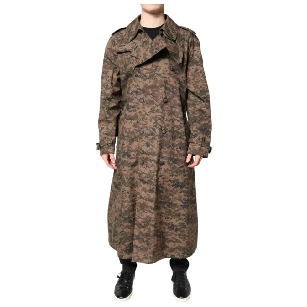 Multifarvet Camouflage Trenchcoat Jakke