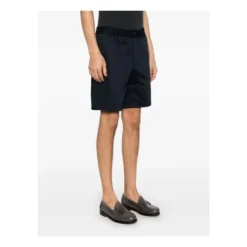 Navy Blue Elastisk Talje Shorts