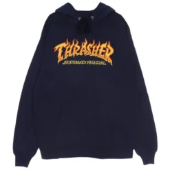Navy Sweatshirt med Fire Logo Hood