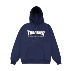 Navy/White Skatemag Hood Langærmet Sweatshirt