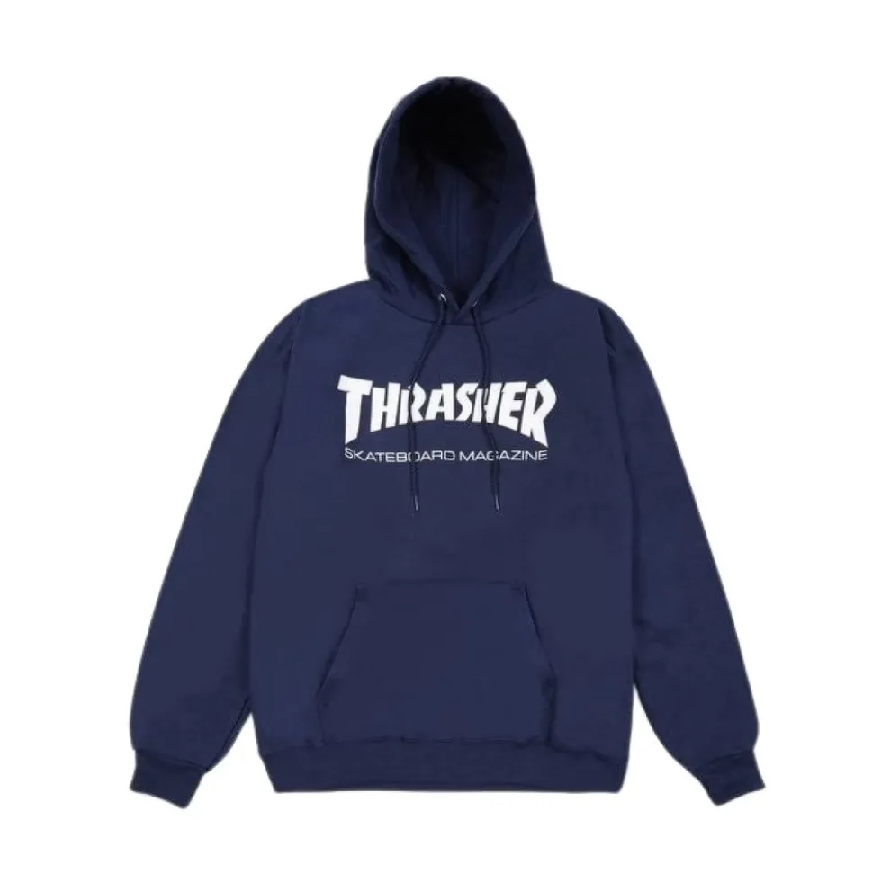 Navy/White Skatemag Hood Langærmet Sweatshirt