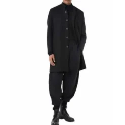 Officer Collar Single-Breasted Coat
