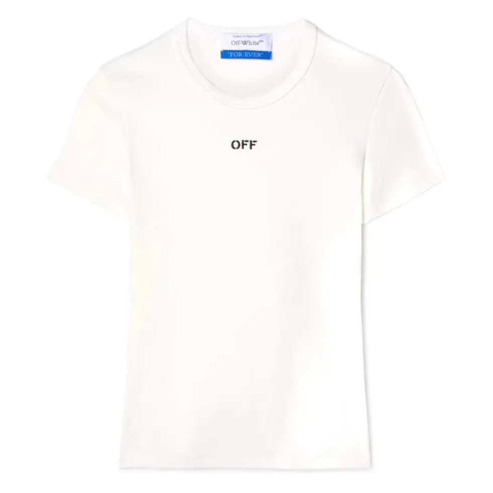 Off Stamp Ribbed Basic T-shirt