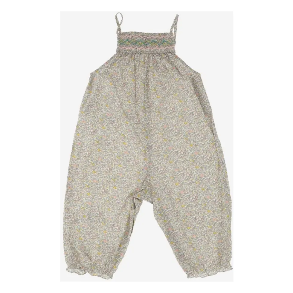 Organisk bomuld Romper Fine faste stropper Square Necklet Embroidery Detalje