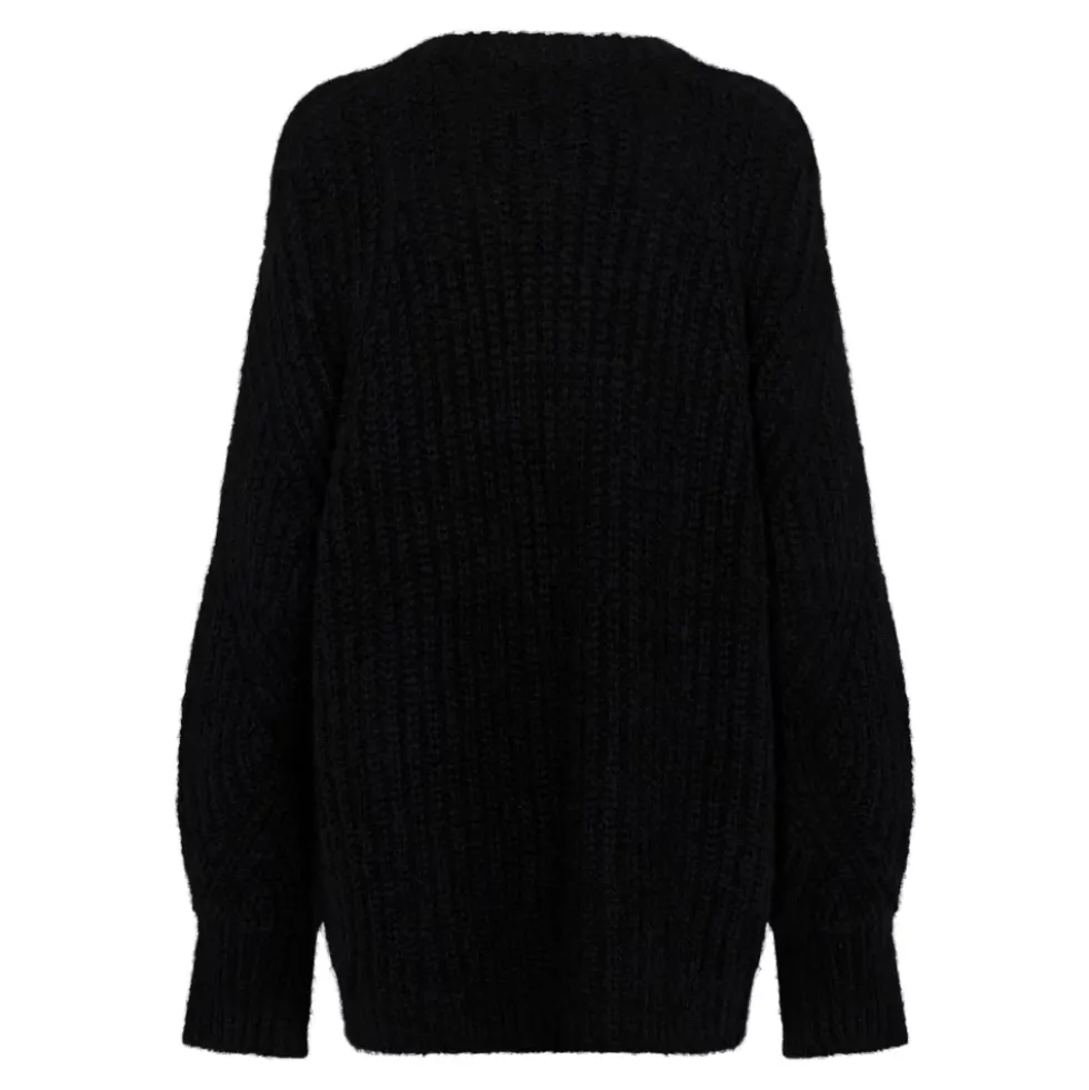 Oversized Striktrøje - Sort m. Turtledove Logo