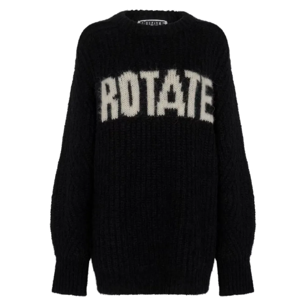 Oversized Striktrøje - Sort m. Turtledove Logo