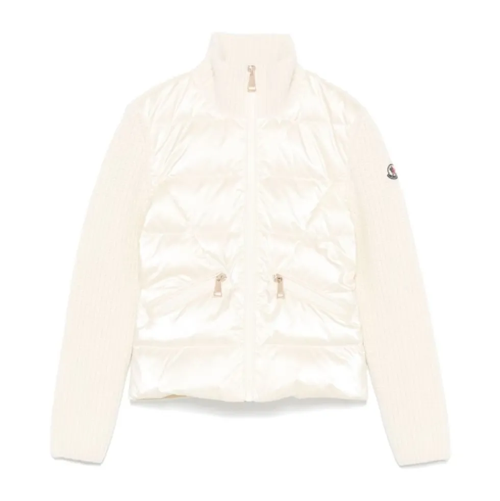 Padded Wool Zip-Up Cardigan