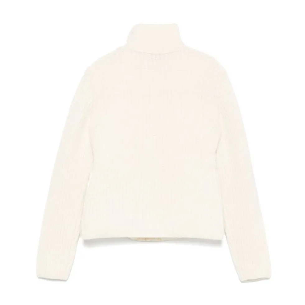 Padded Wool Zip-Up Cardigan