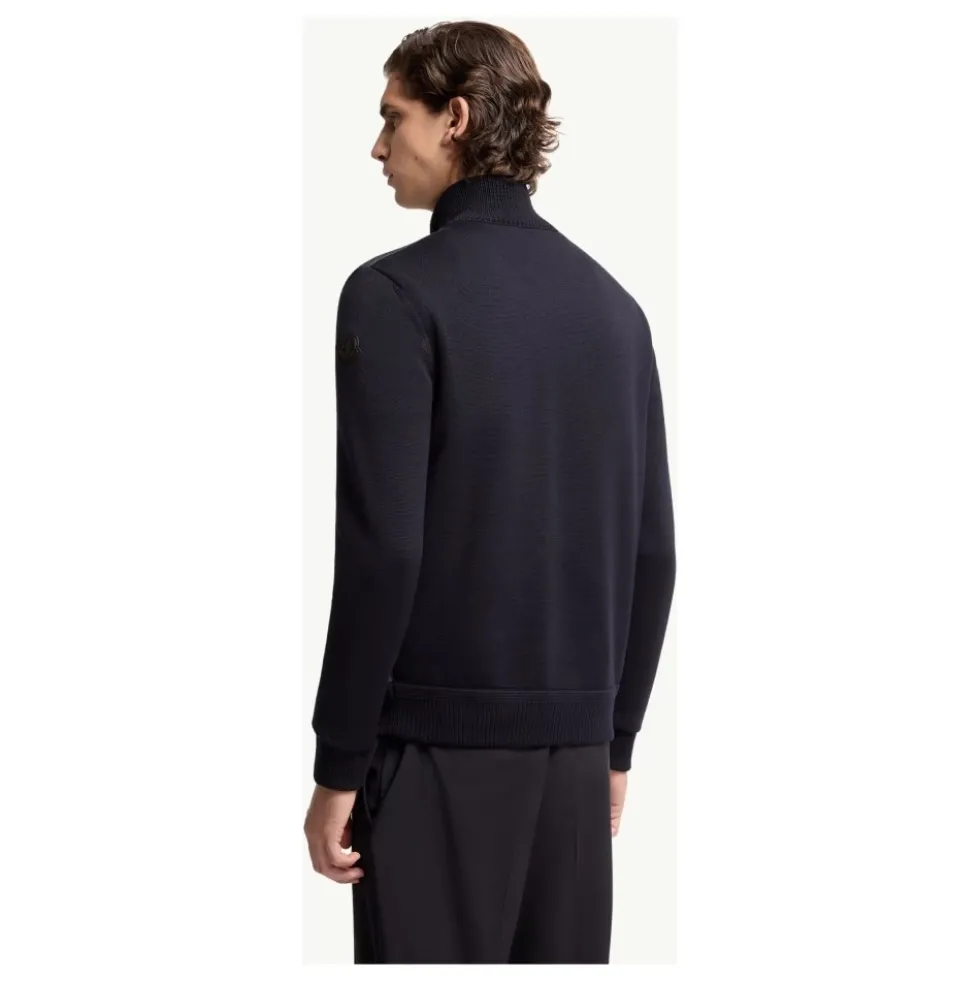 Padded Zip-Up Wool Cardigan