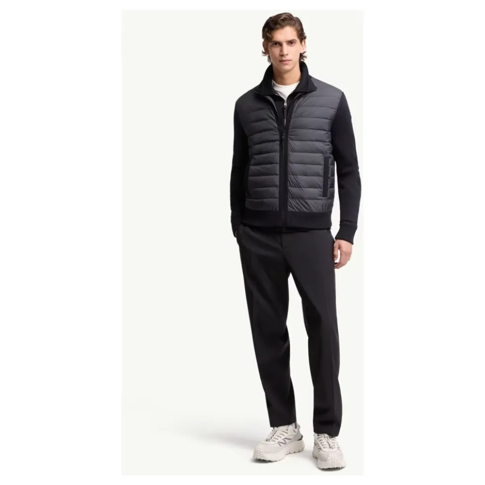 Padded Zip-Up Wool Cardigan