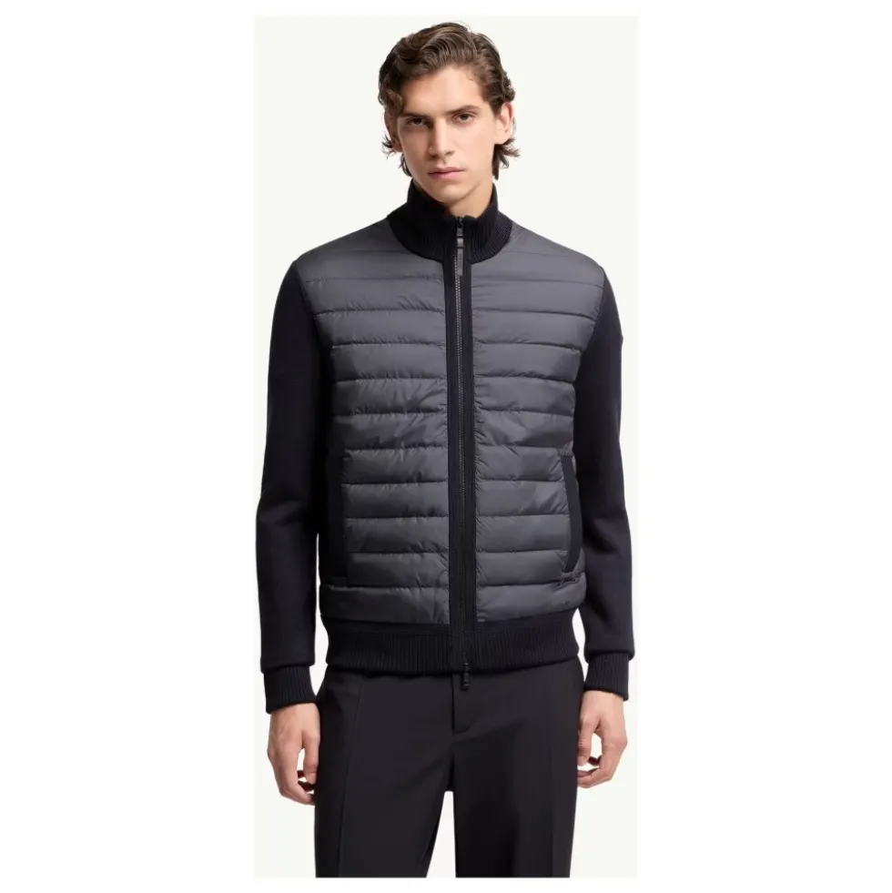 Padded Zip-Up Wool Cardigan