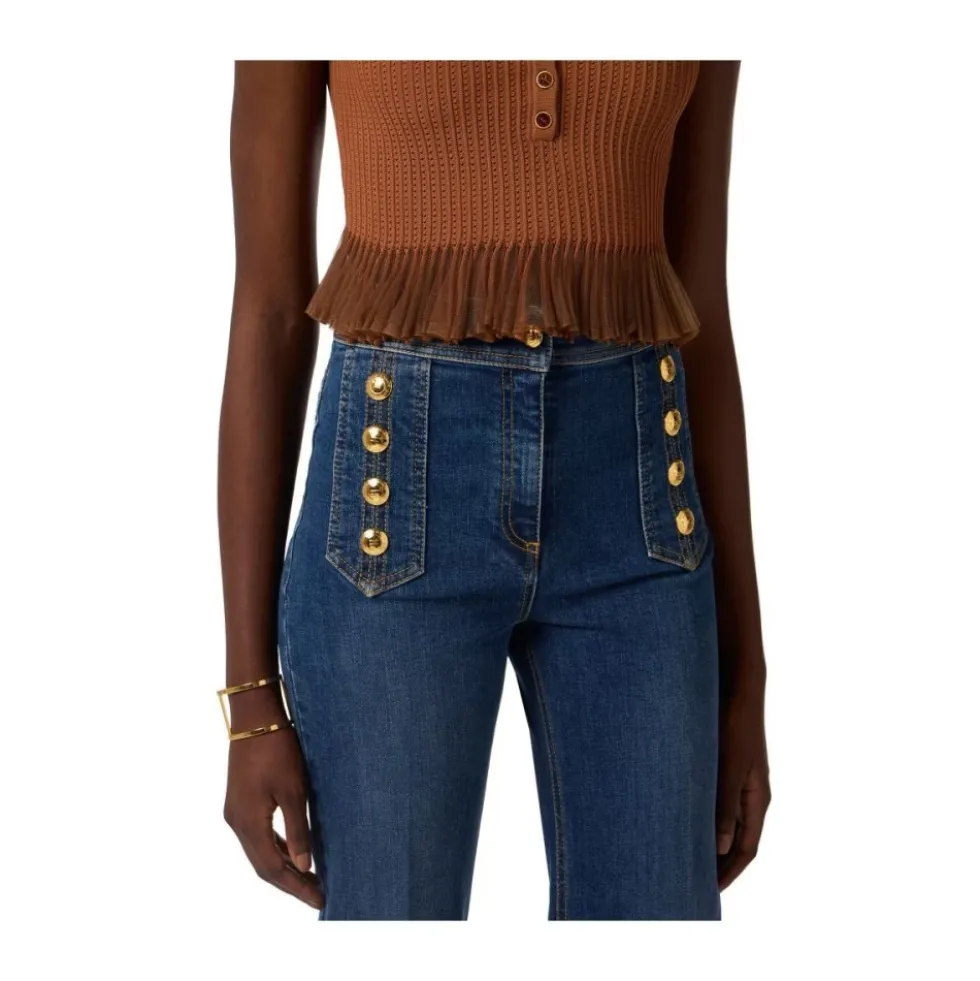 Palazzo Jeans med Knapper