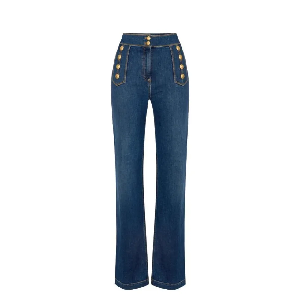 Palazzo Jeans med Knapper