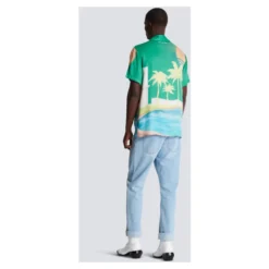 Palm Tree Print Pyjama Skjorte