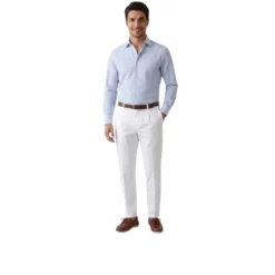Pantalone cotone seta elasticizzato con pences