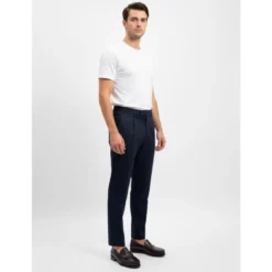Pantalone cotone seta elasticizzato con pences
