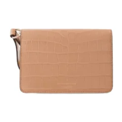 Pink Croc-Embossed Læder Håndtaske