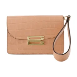 Pink Croc-Embossed Læder Håndtaske