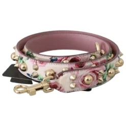 Pink Floral Læder Stud Acry Skulderrem