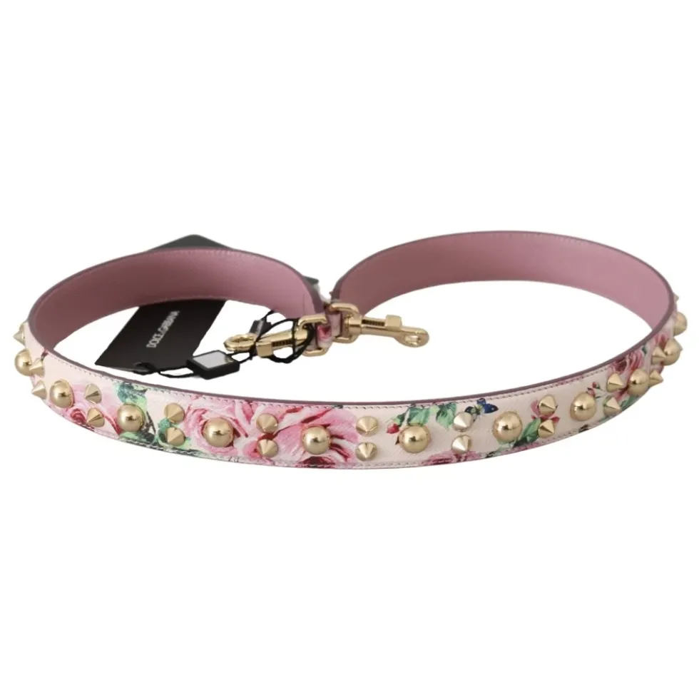 Pink Floral Læder Stud Acry Skulderrem