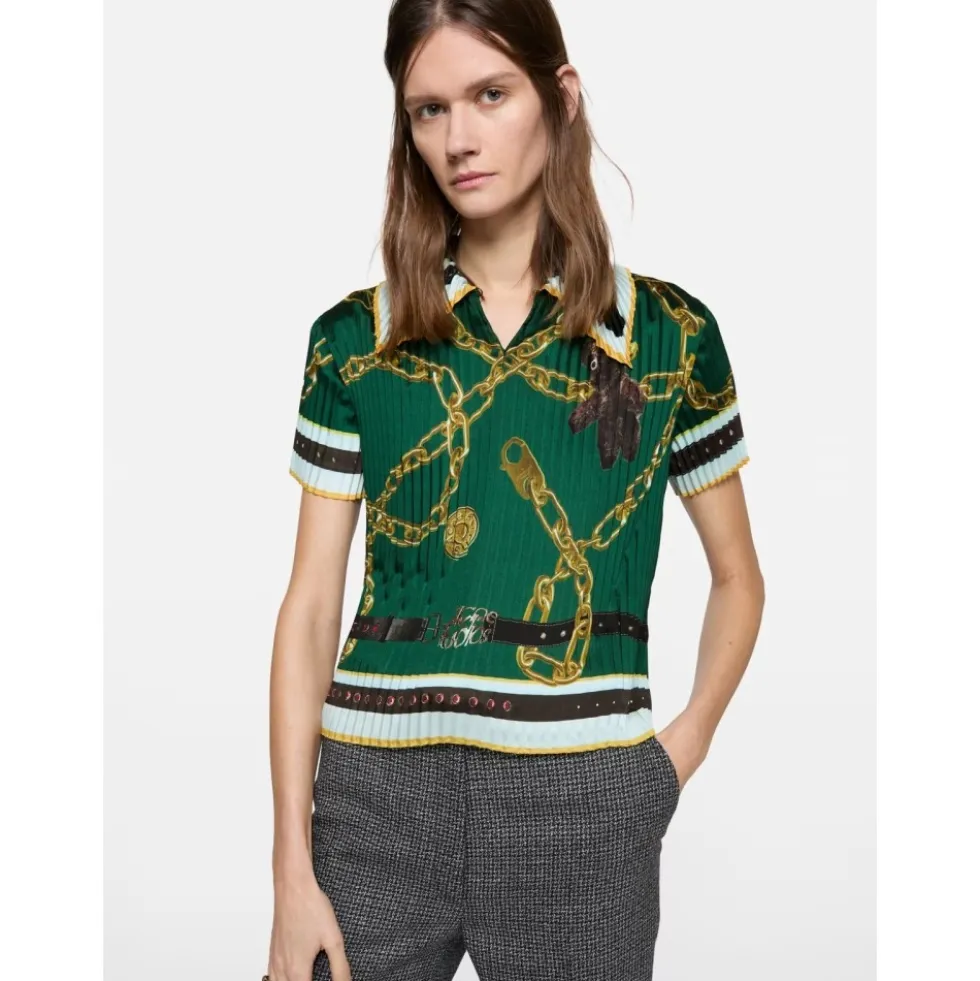 Pleated Printed Blouse