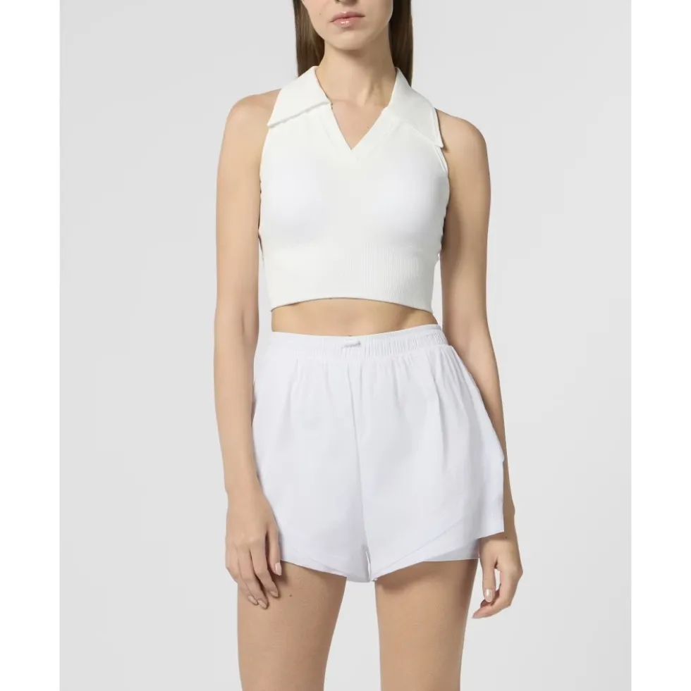 Polo Neck Cropped Top