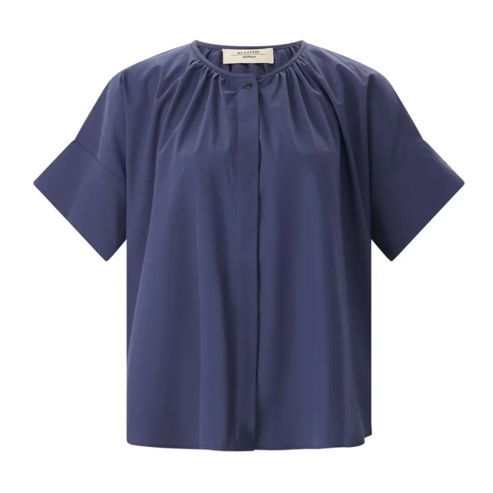 Printet bomuldspoplinbluse