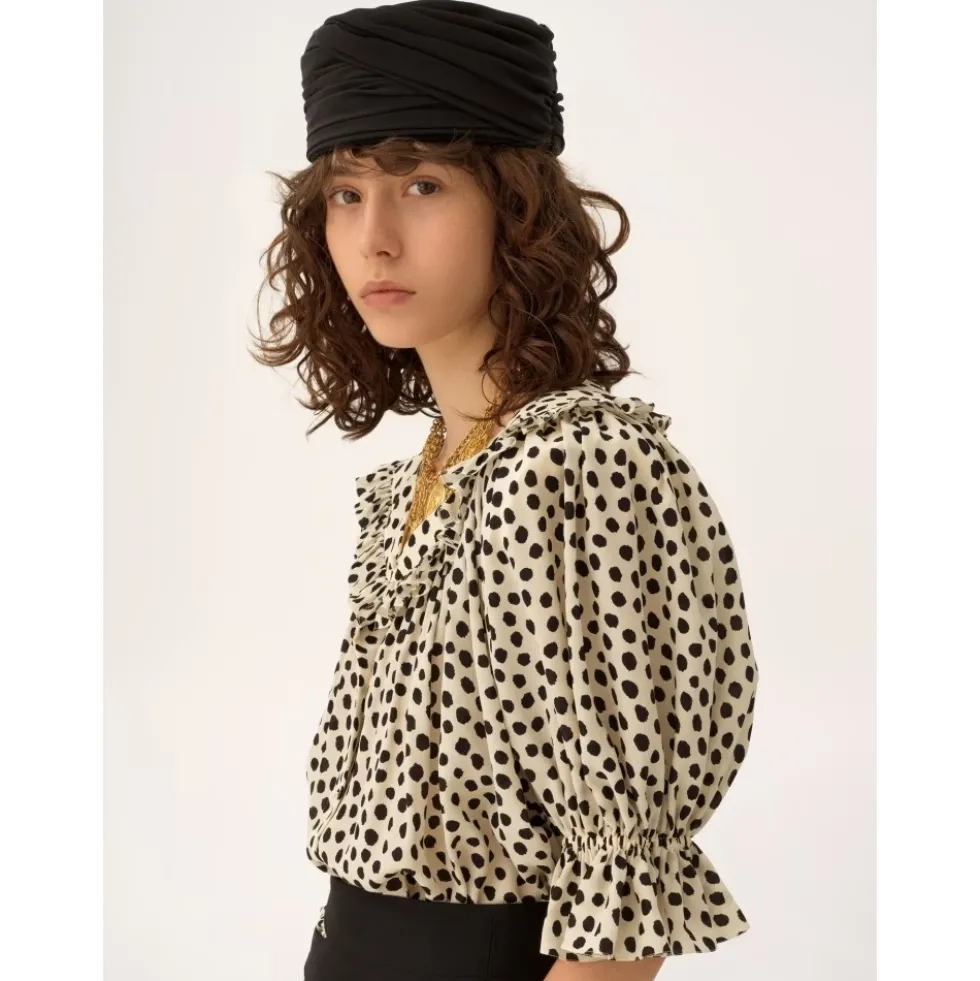 Puff-sleeve Ruffle Top
