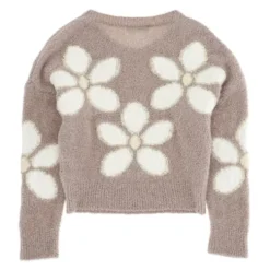 Pullover con fiori a intarsio