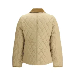 Quiltet jakke med corduroy trim