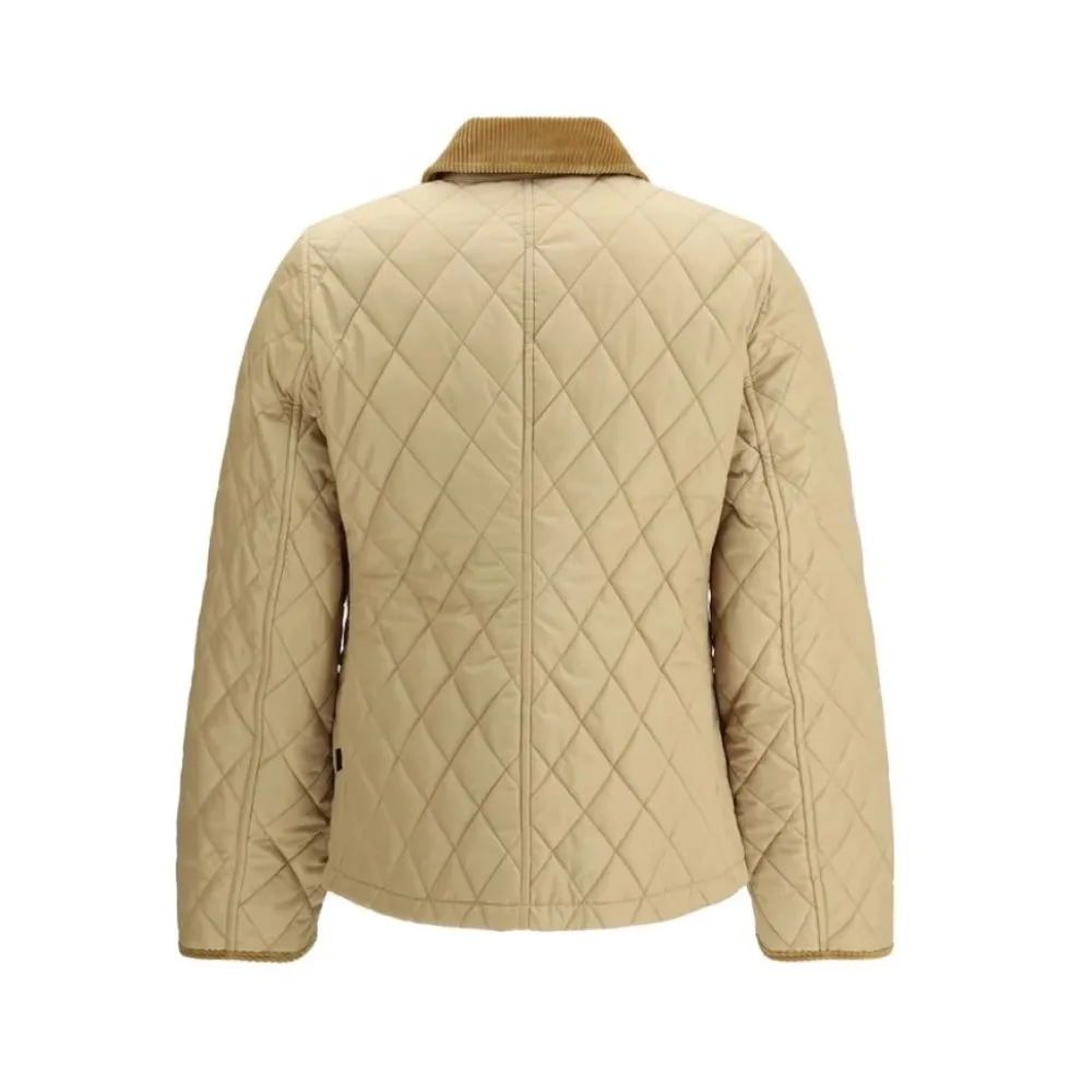Quiltet jakke med corduroy trim