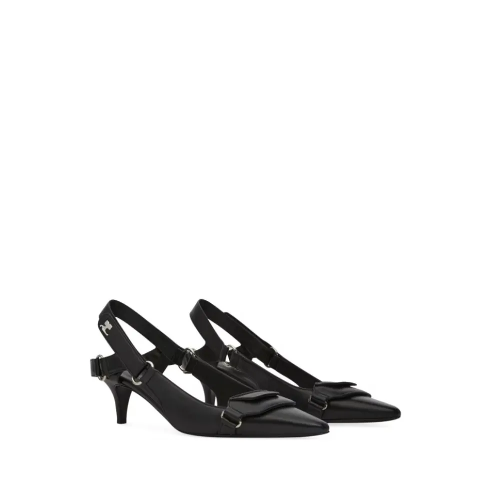 Racer Pointed-Toe Slingback Pumps